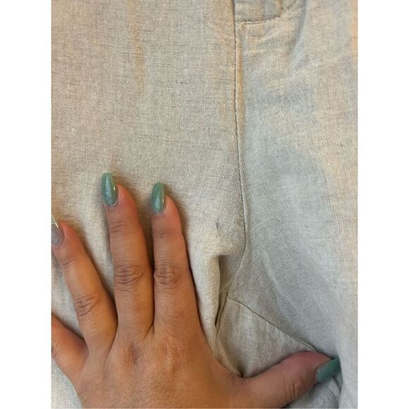 Liz Claiborne Linen Wide-leg Pants sz 2X Neutral minimalist nautical Beachy - Picture 9 of 9